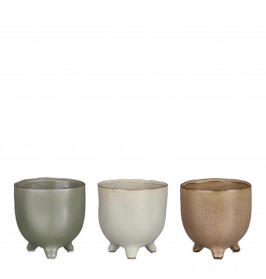 Okrasni lonec Elly z nogicami 3 mix Ø10,5 h.11 cm