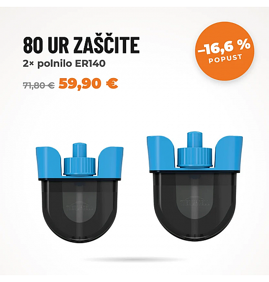 2x ER140 Thermacell polnilo za E55/EX90 – dvojno pakiranje (80 ur)