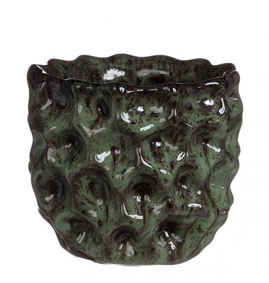 Okrasni lonec Dented zelen Ø8,2 h.8 cm