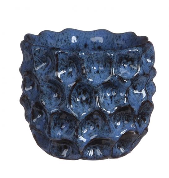Okrasni lonec Dented moder Ø8,2 h.8 cm