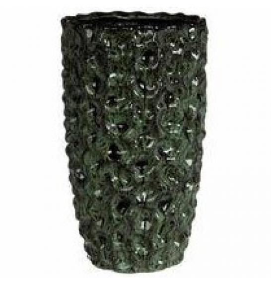 Okrasna vaza Dented temno zelena Ø15 h.20 cm