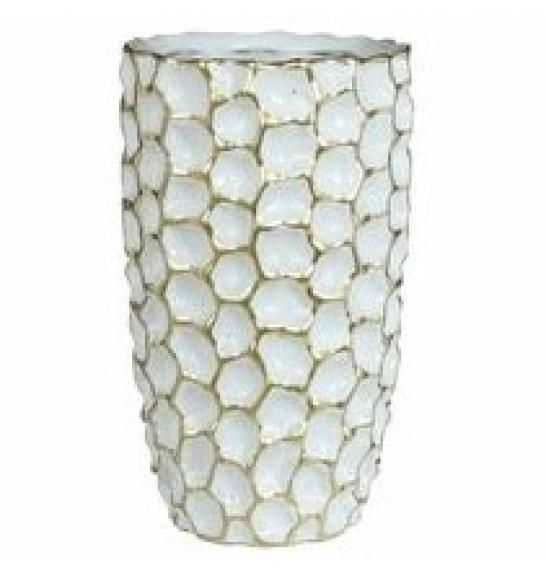 Okrasna vaza Dented belo zlata Ø15 h.20 cm