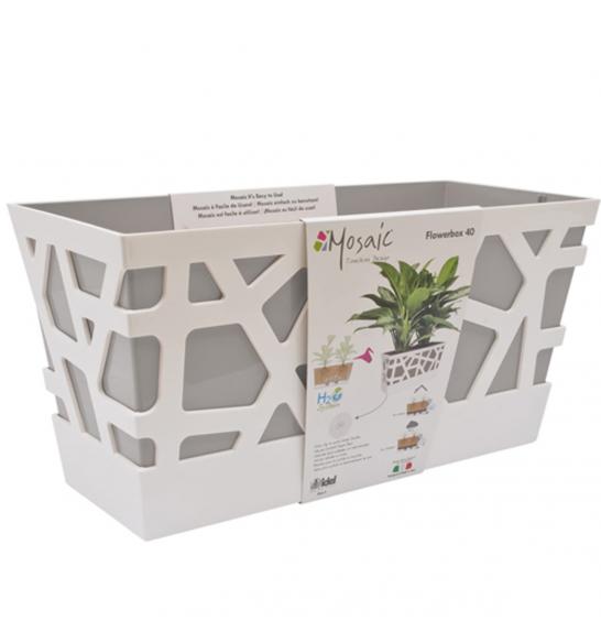 MOSAIC FLOWERBOX 40 WHITE/ASH SKY BLUE