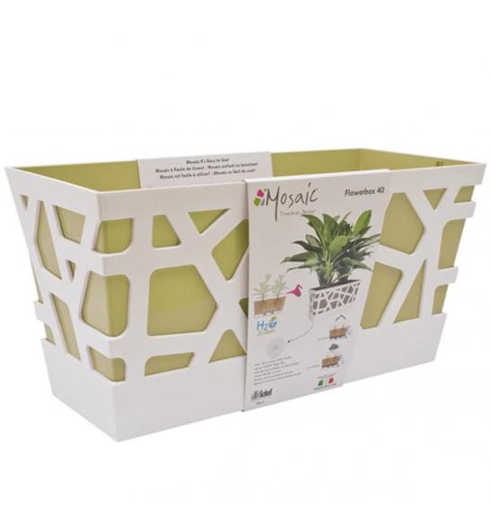 MOSAIC FLOWERBOX 40 white/pistachio